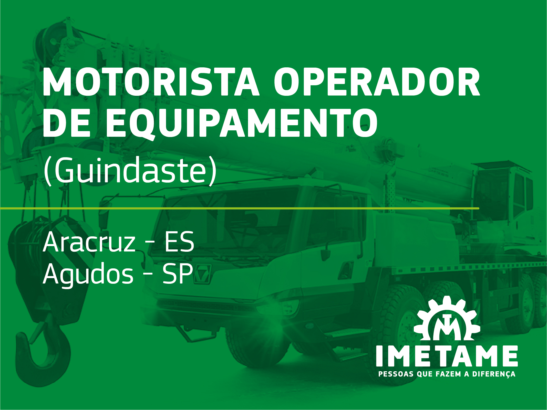 Motorista Operador de Equipamento – Guindaste