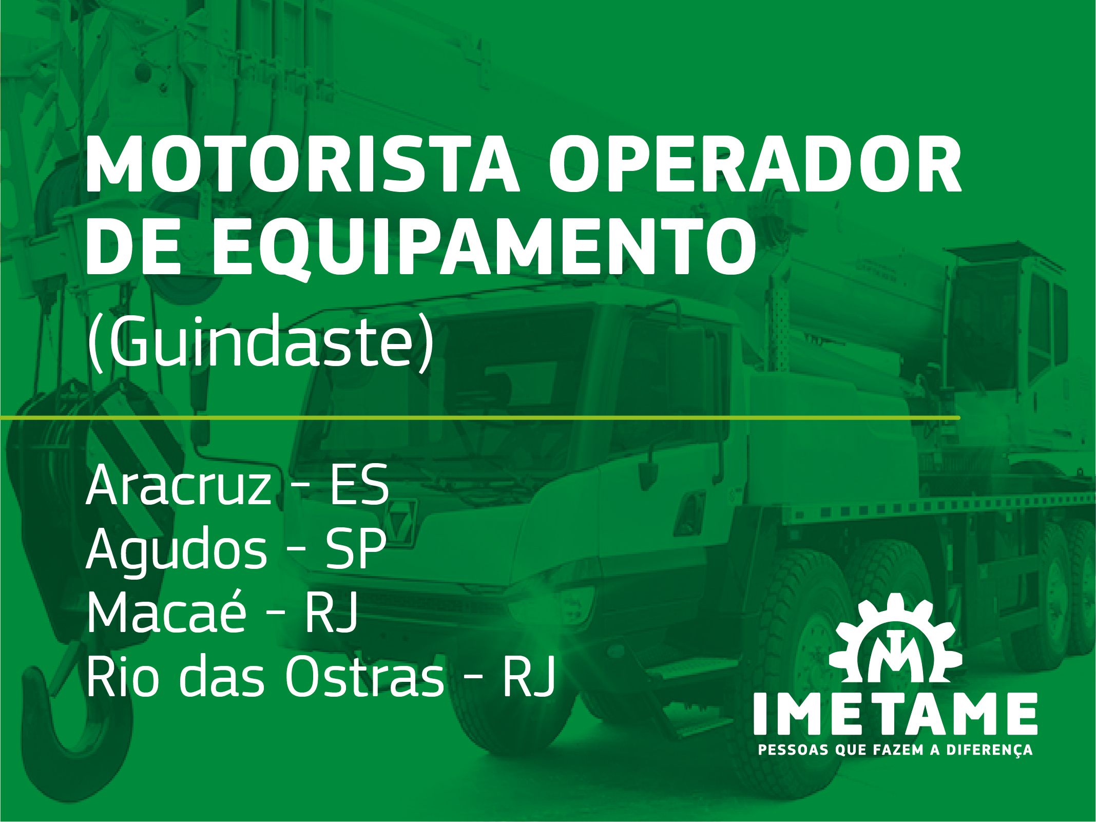 Motorista Operador de Equipamento – Guindaste